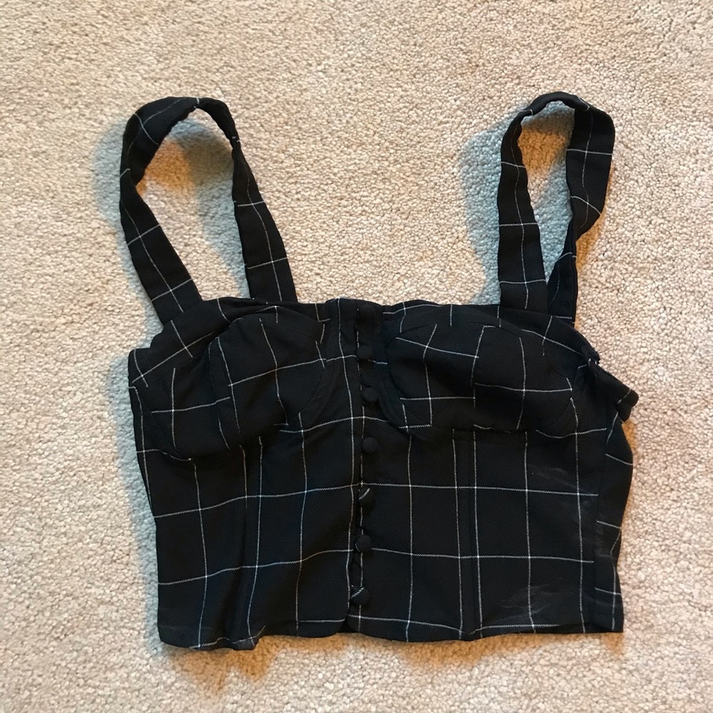 Black and White Striped Corset Top